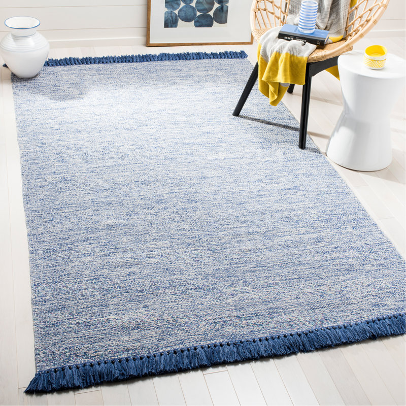 Nida Handmade Flatweave Cotton Blue Area Rug & Reviews Joss & Main